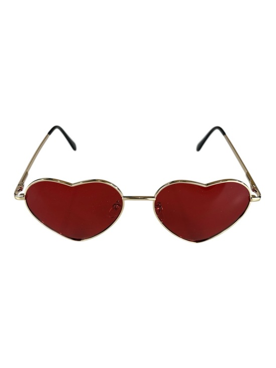Accessories - Women’s Boho hippie Gold Frame translucent Red Heart-Shaped Sunglasses
